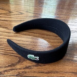 Lacoste Black Padded Headband with Green Crocodile Logo